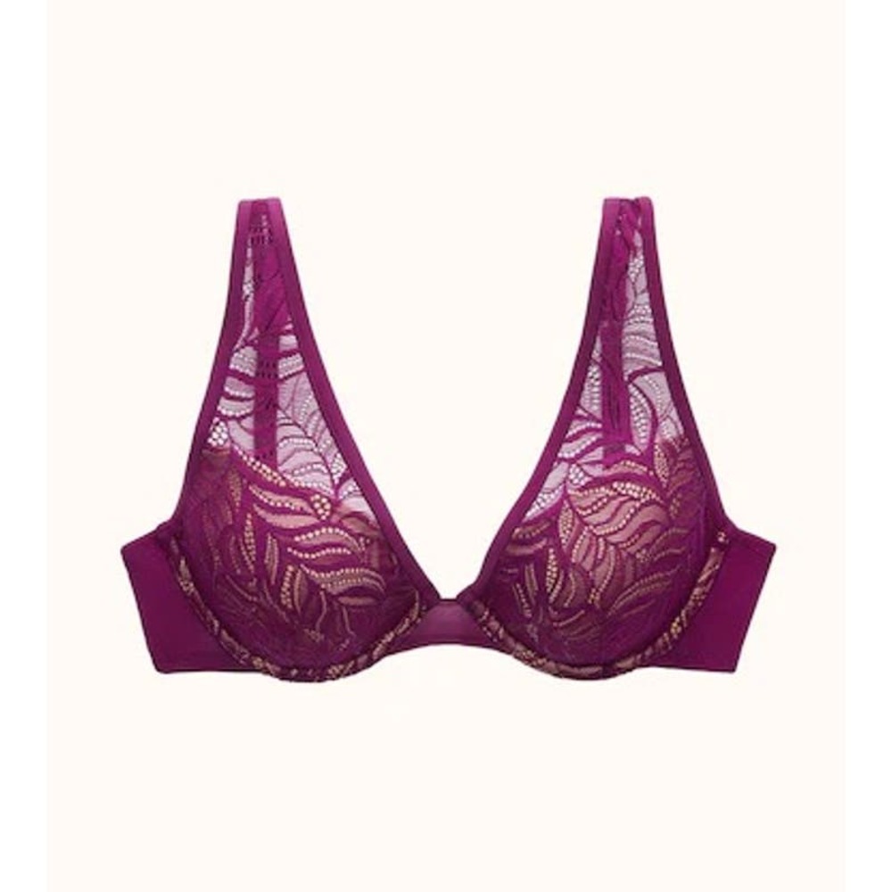ThirdLove Feather Lace Bra Berry Crush Size 34F Purple Underwire Comfortable